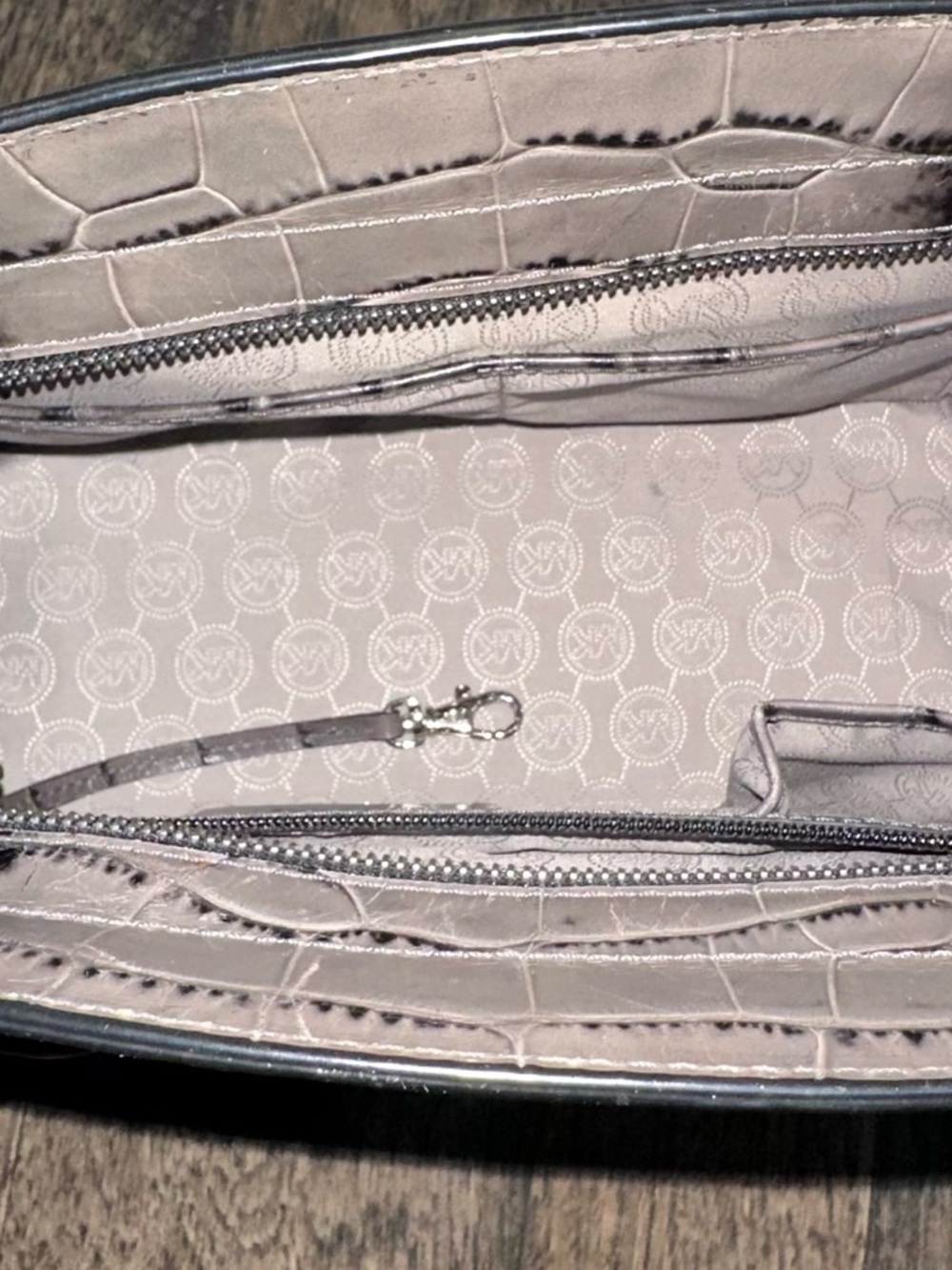 Michael Kors Croc-Embossed Tote in Dark Gray-Black - Picture 6 of 12